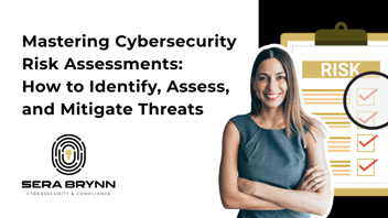Title card with confident office lady passing cybersecurity risk assessment