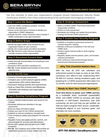 Sera Brynn CMMC Compliance Checklist (7 Stages)